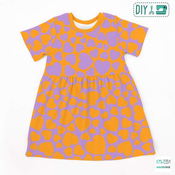 Purple and orange hearts cut and sew dress