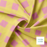 Pink and yellow gingham fabric