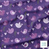 Lovebirds and hearts fabric