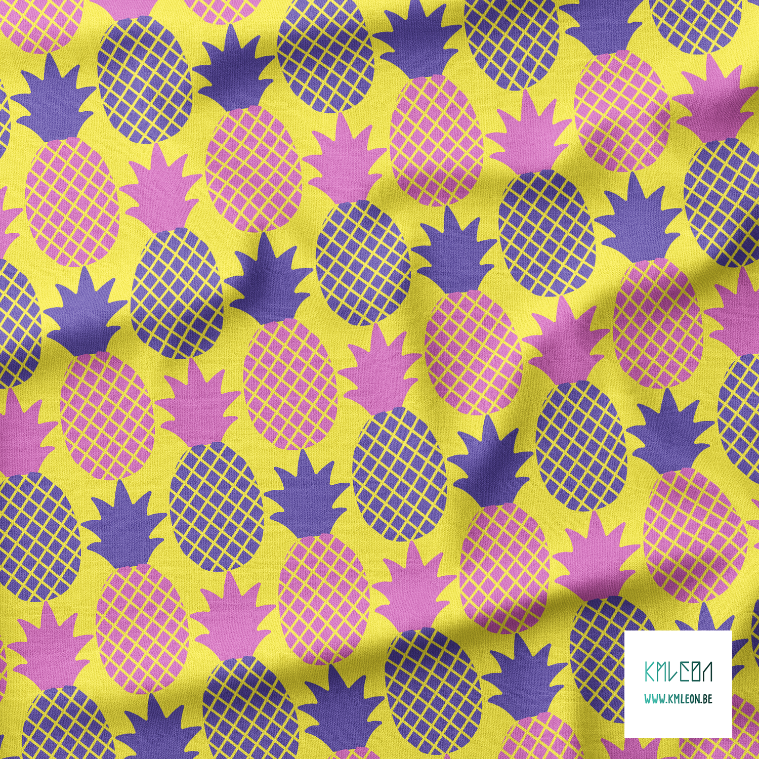 Pink and purple pineapples fabric (Large scale)