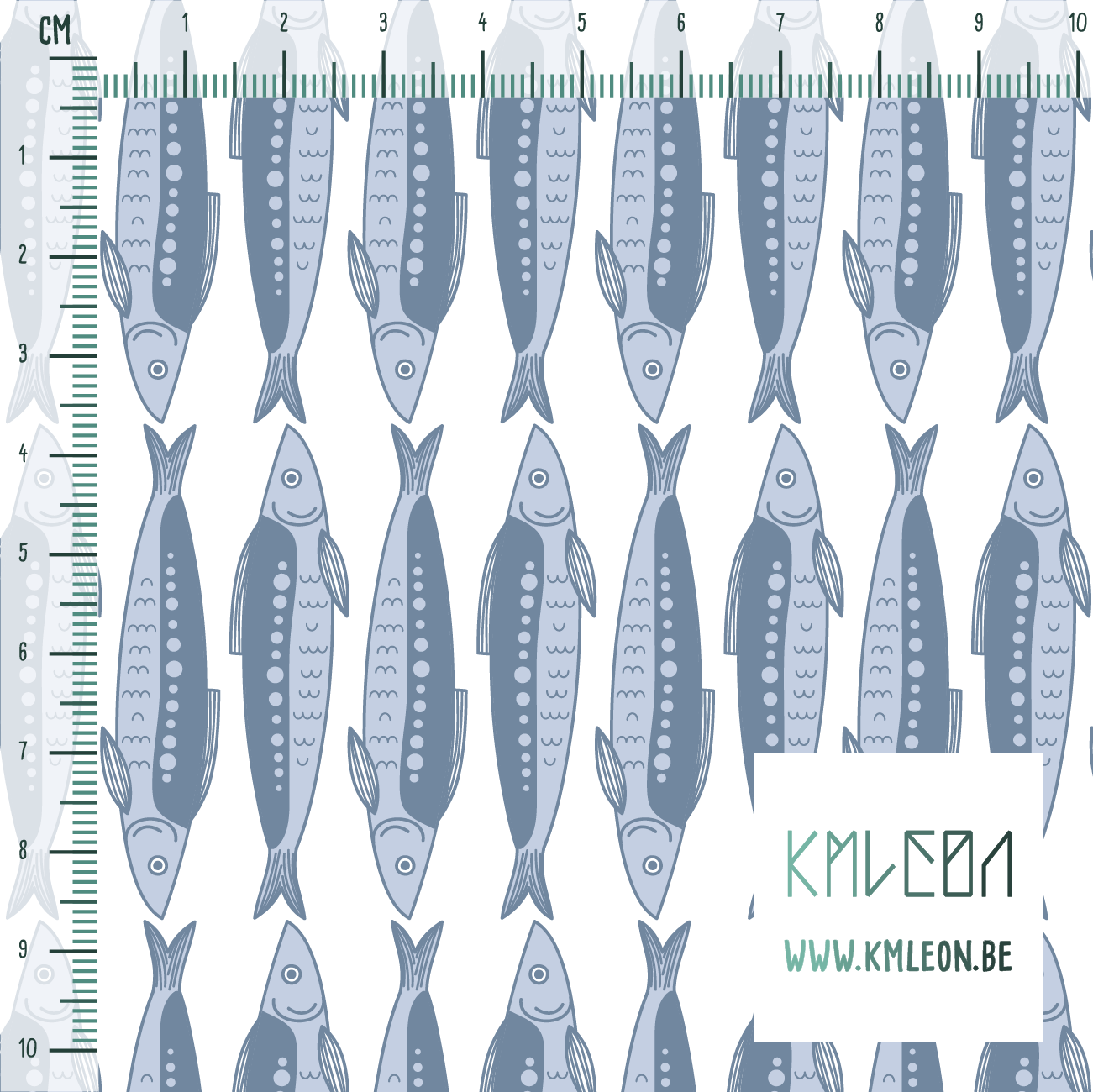 Blue sardines fabric