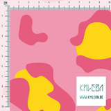 Pink and yellow leopard print fabric (Large scale)