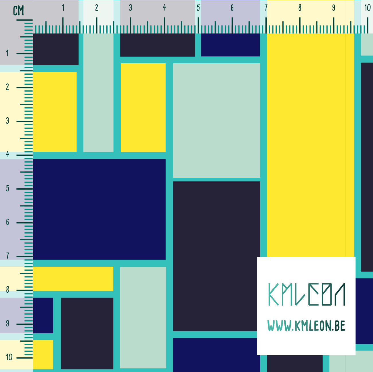 Yellow, mint green, blue and navy rectangles fabric