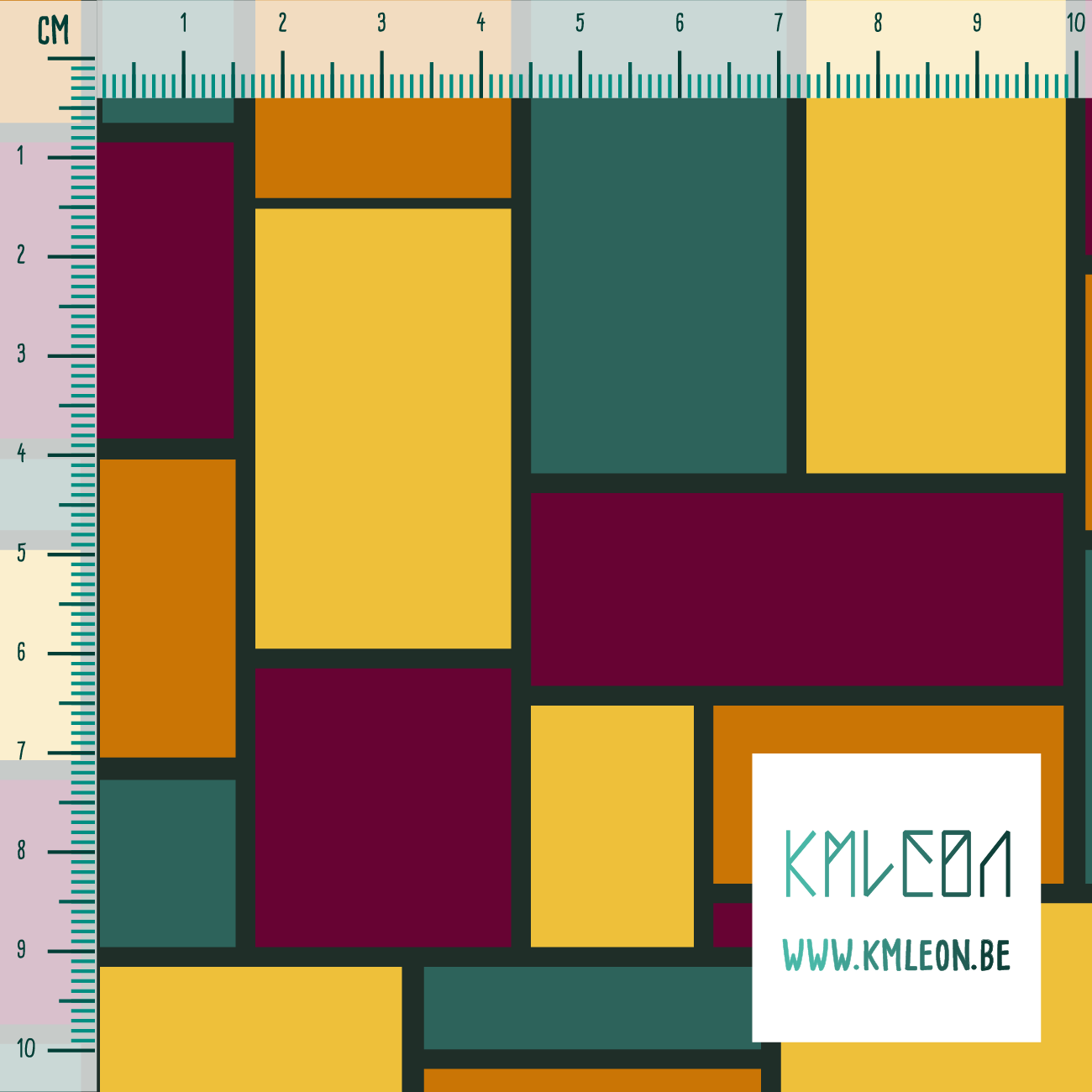 Green, yellow, orange and purple rectangles fabric