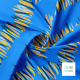 Blue, navy, orange and yellow brush strokes fabric