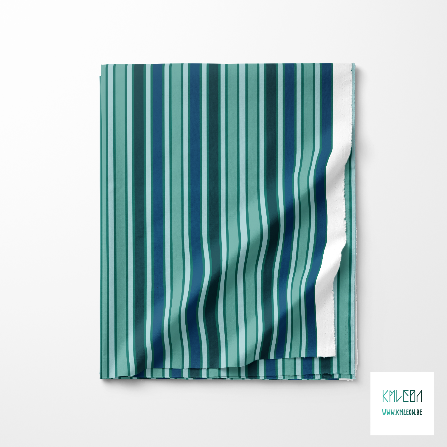 Blue and green vertical stripes fabric