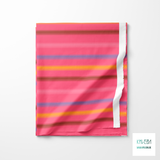 Soft horizontal stripes in pink, brown, blue and yellow fabric