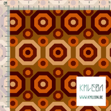 Retro achthoeken in bruin, beige en oranje stof