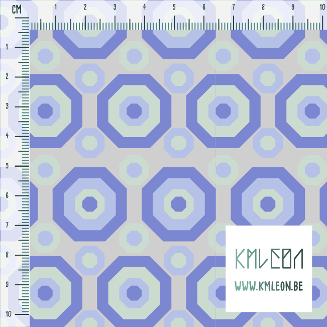 Retro octagons in periwinkle and mint green fabric