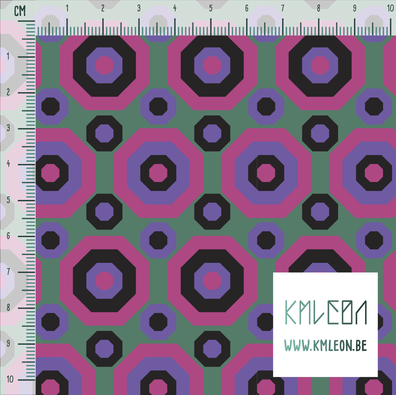 Retro octagons in pink, purple and black fabric