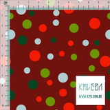 Random red, green and light blue polka dots fabric