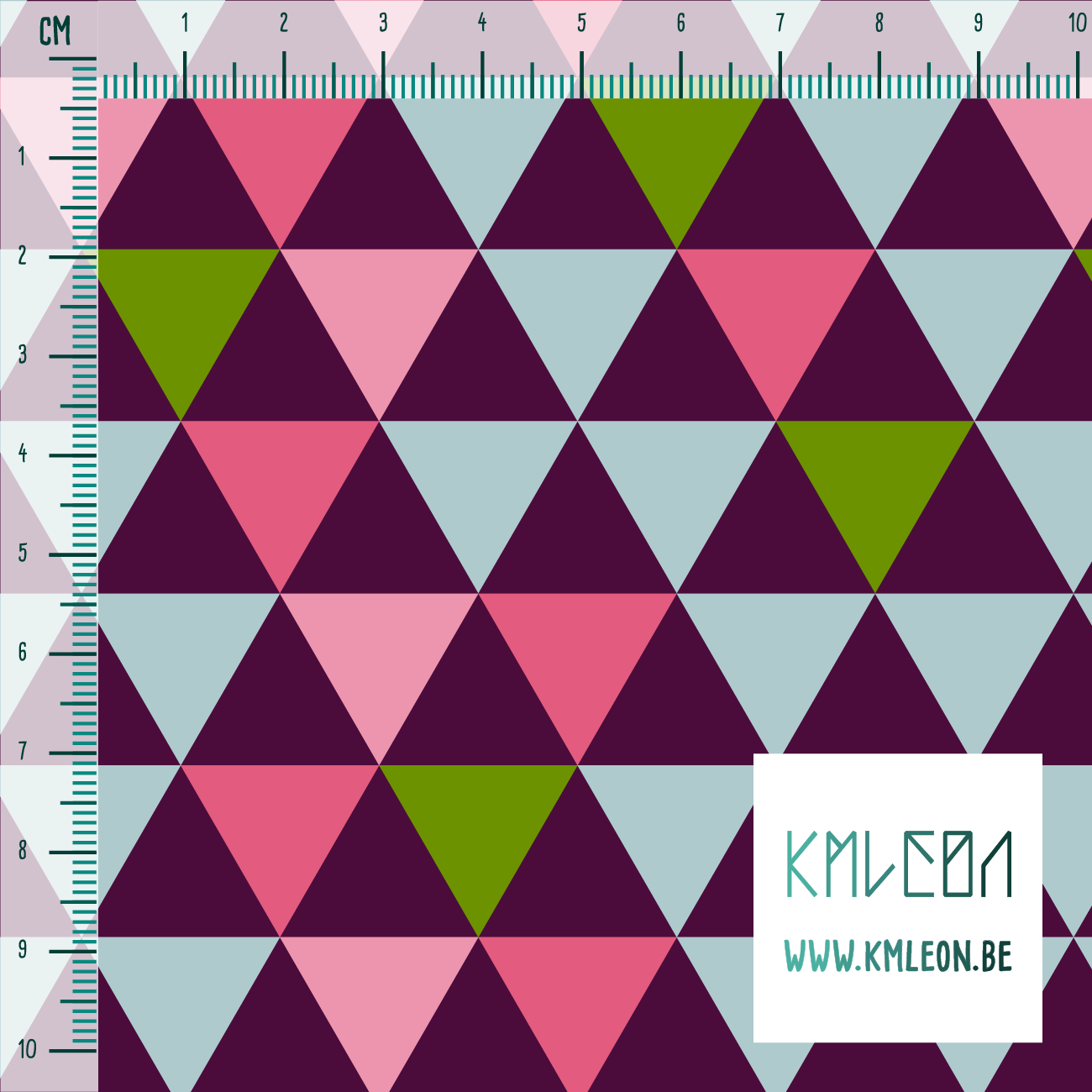 Light blue, pink and green triangles fabric