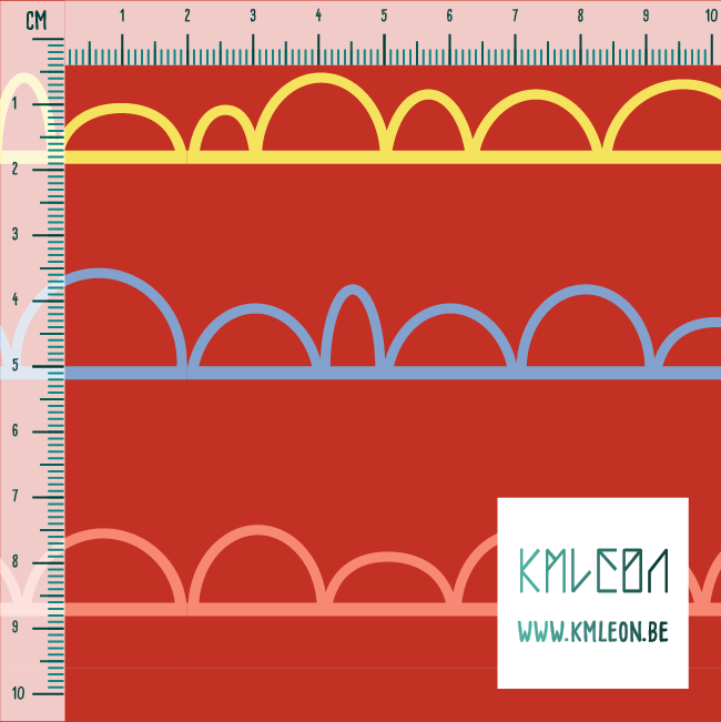 Yellow, pink and blue irregular arches fabric