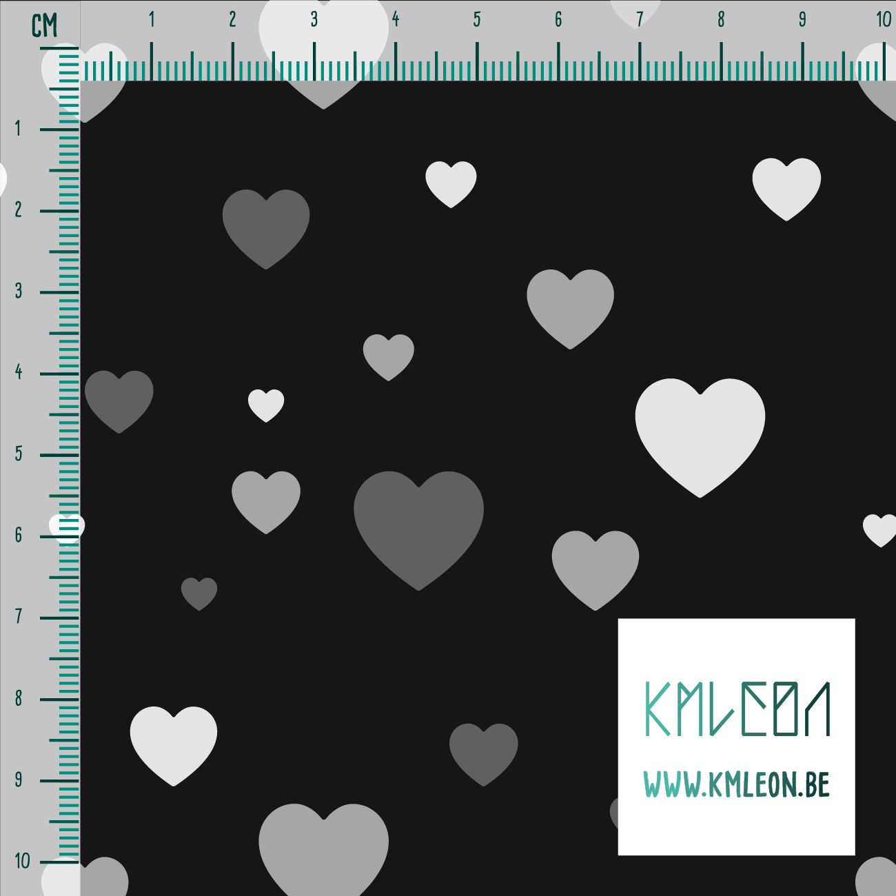 Grey hearts fabric