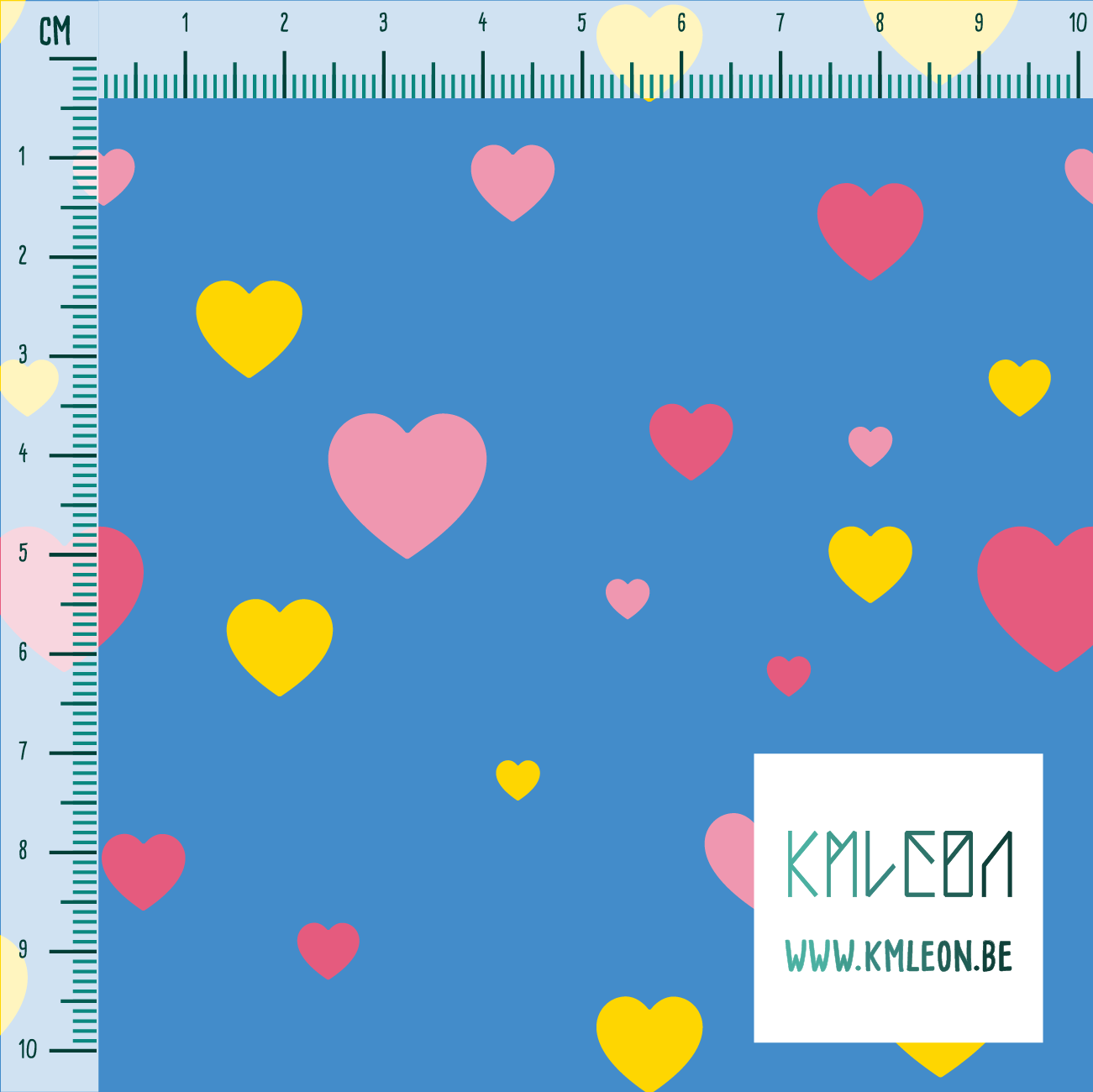 Yellow and pink hearts fabric