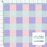 Purple, pink and green gingham fabric