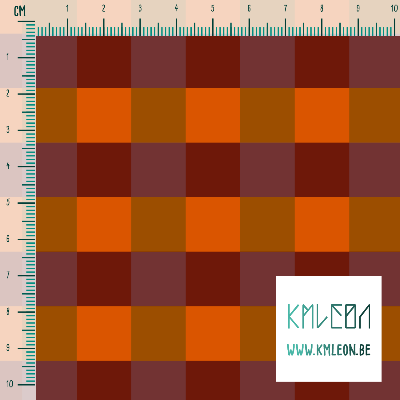 Orange and brown gingham fabric