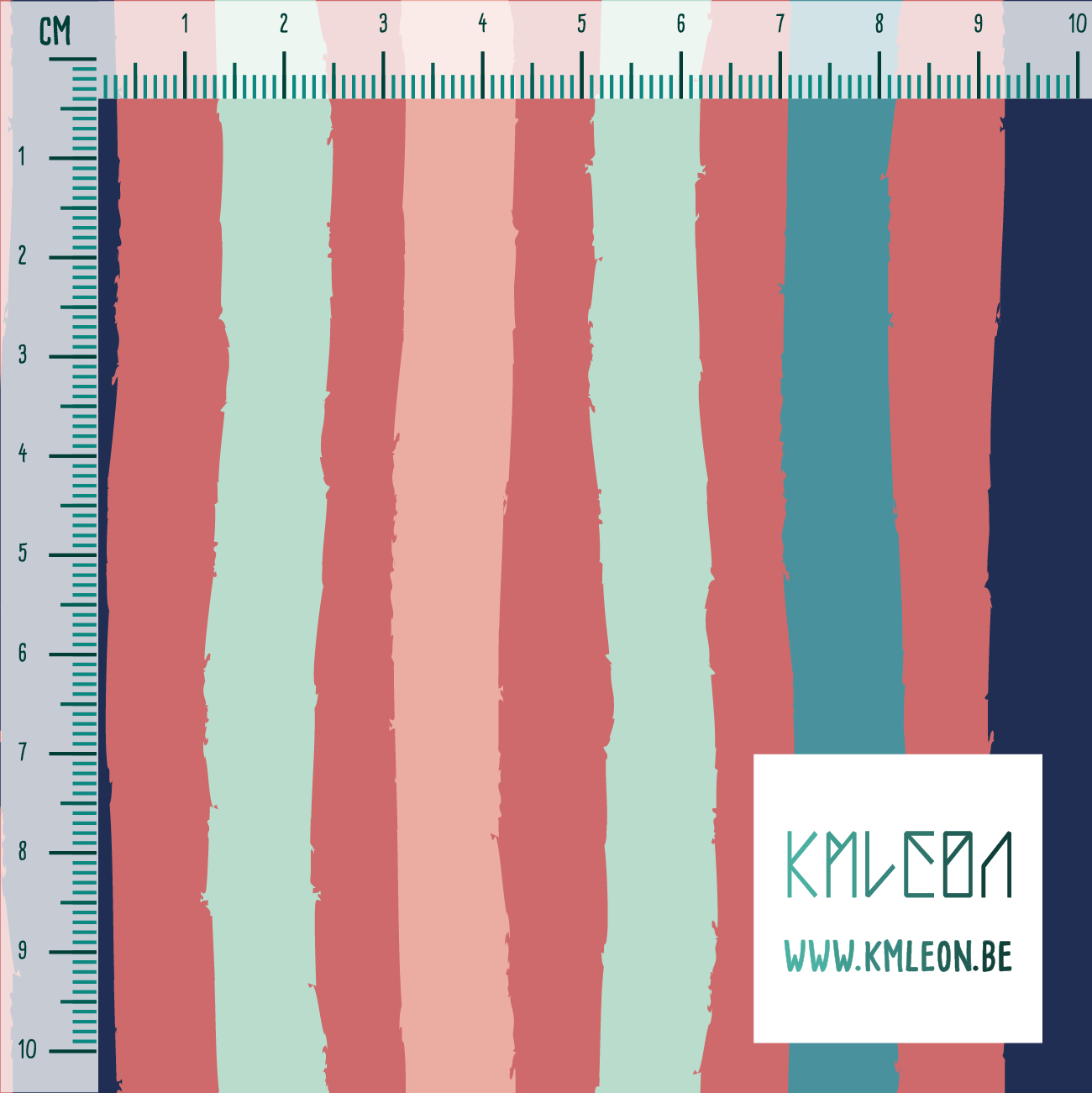 Pink, mint green, navy and teal stripes fabric