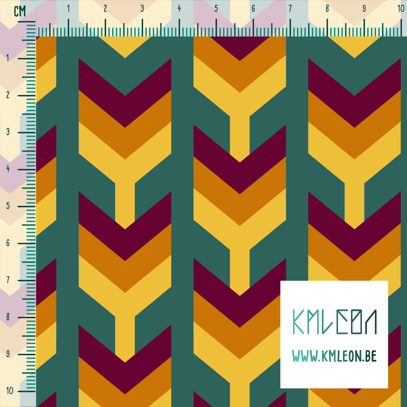 Yellow, orange and purple arrows fabric