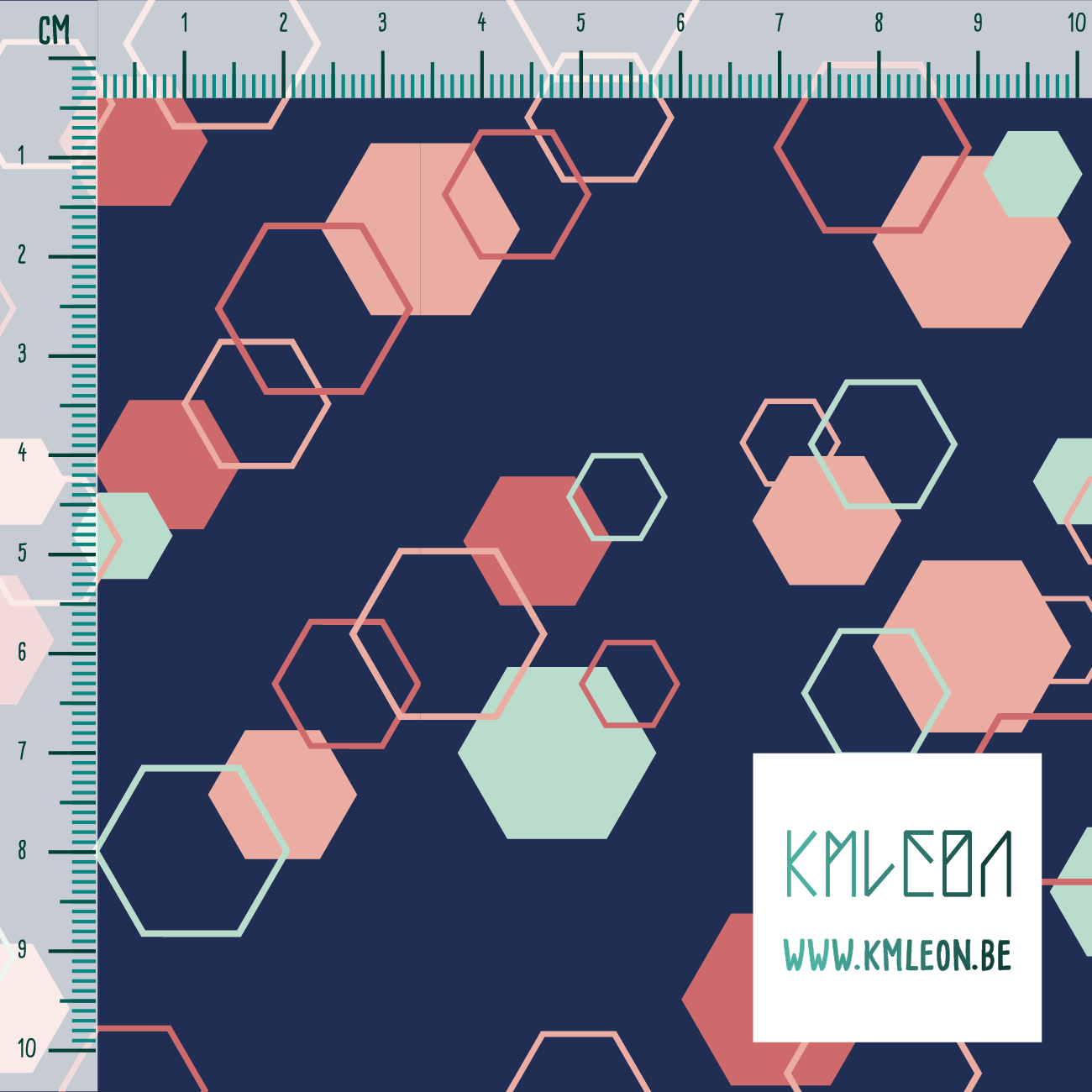 Random pink and mint green octagons fabric