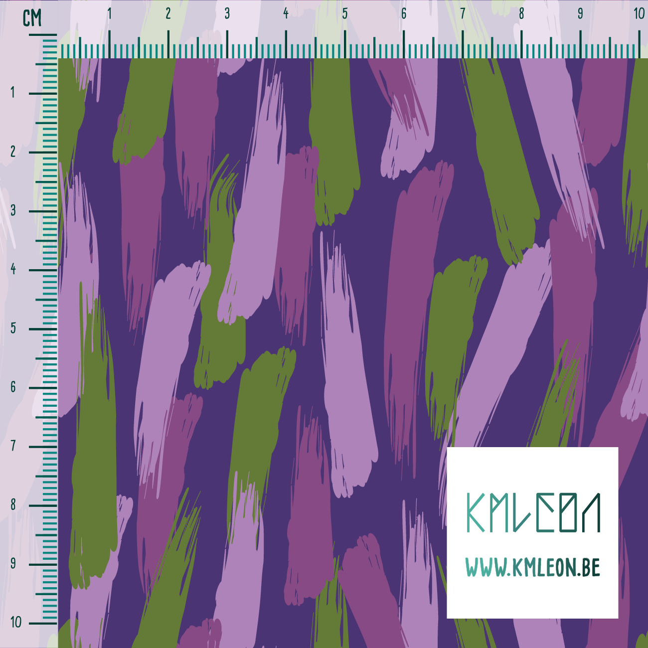 Purple and green brush strokes fabric