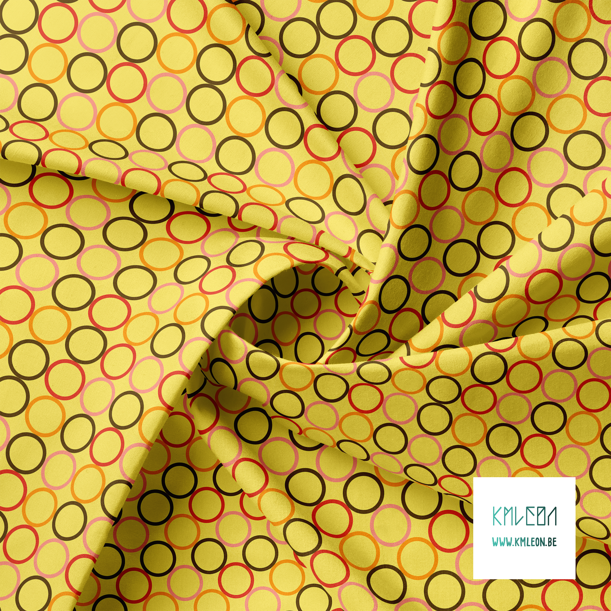 Random red, orange, pink and brown circles fabric