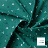 Green triangles and green dots fabric