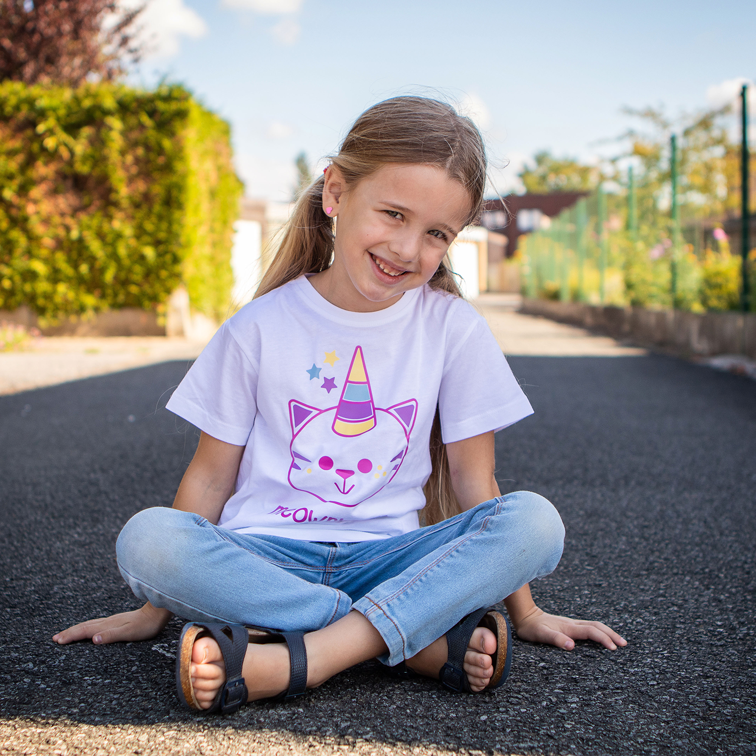 'Meownicorn' magic kids shortsleeve shirt