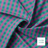 Purple, pink and green gingham fabric