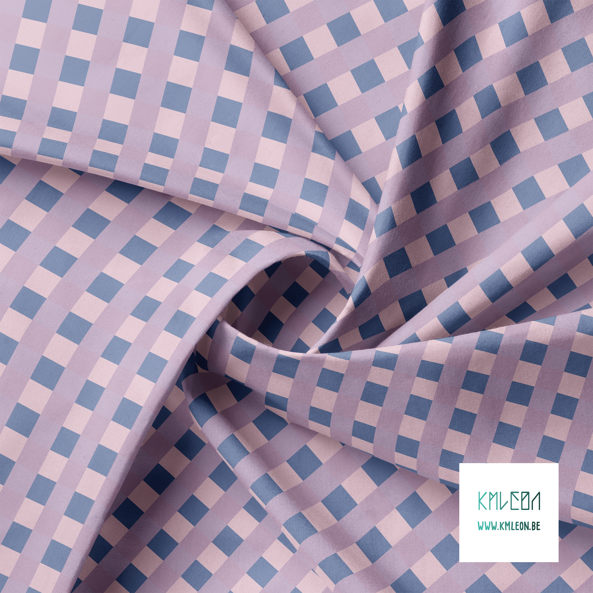 Purple, pink and blue gingham fabric