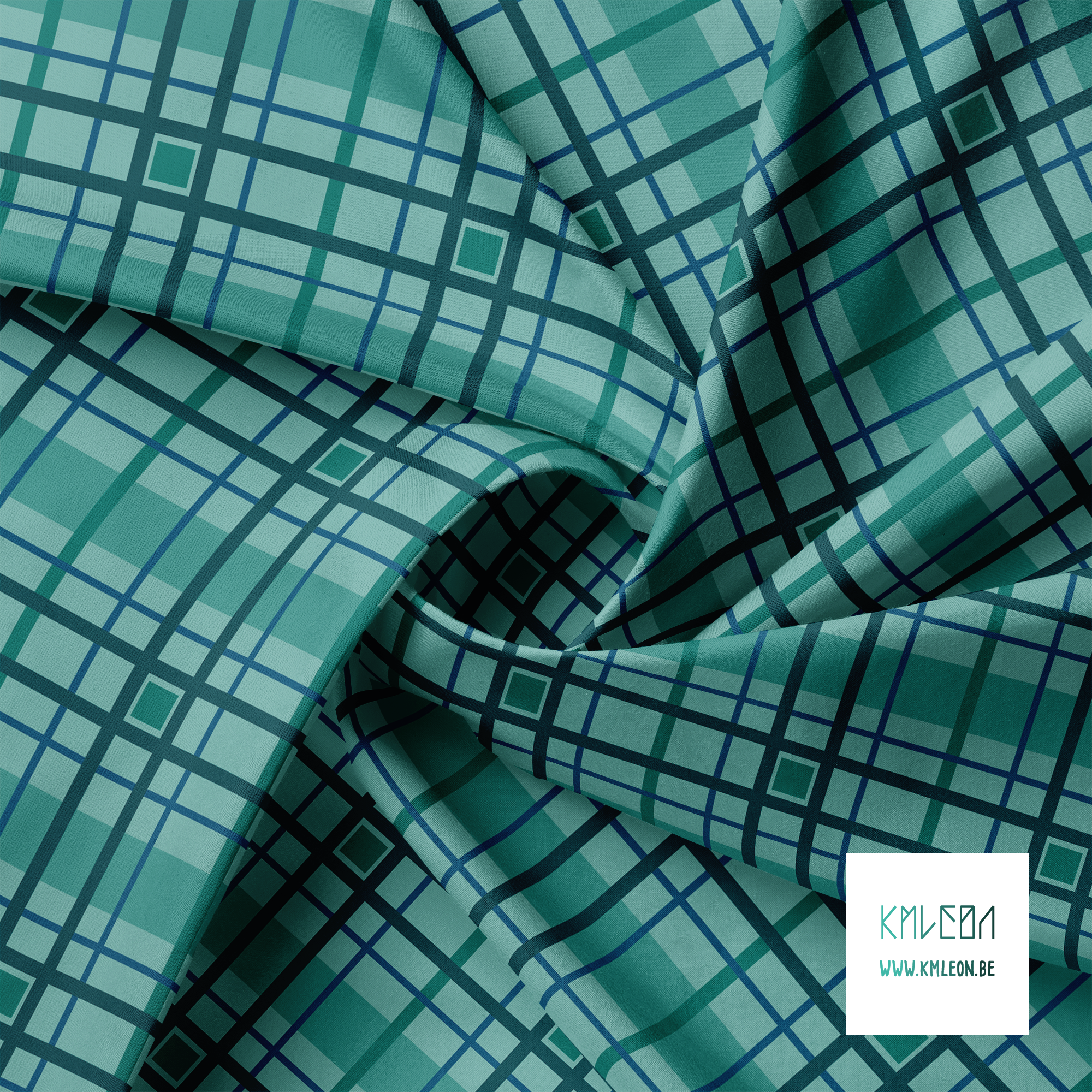 Green and blue plaid fabric