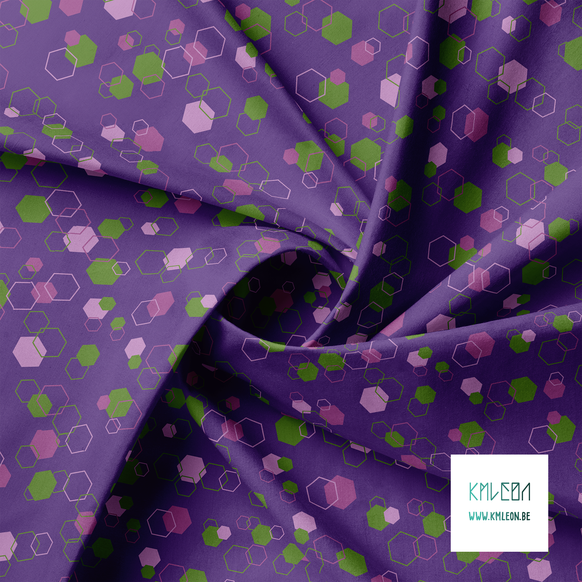 Random purple and green octagons fabric