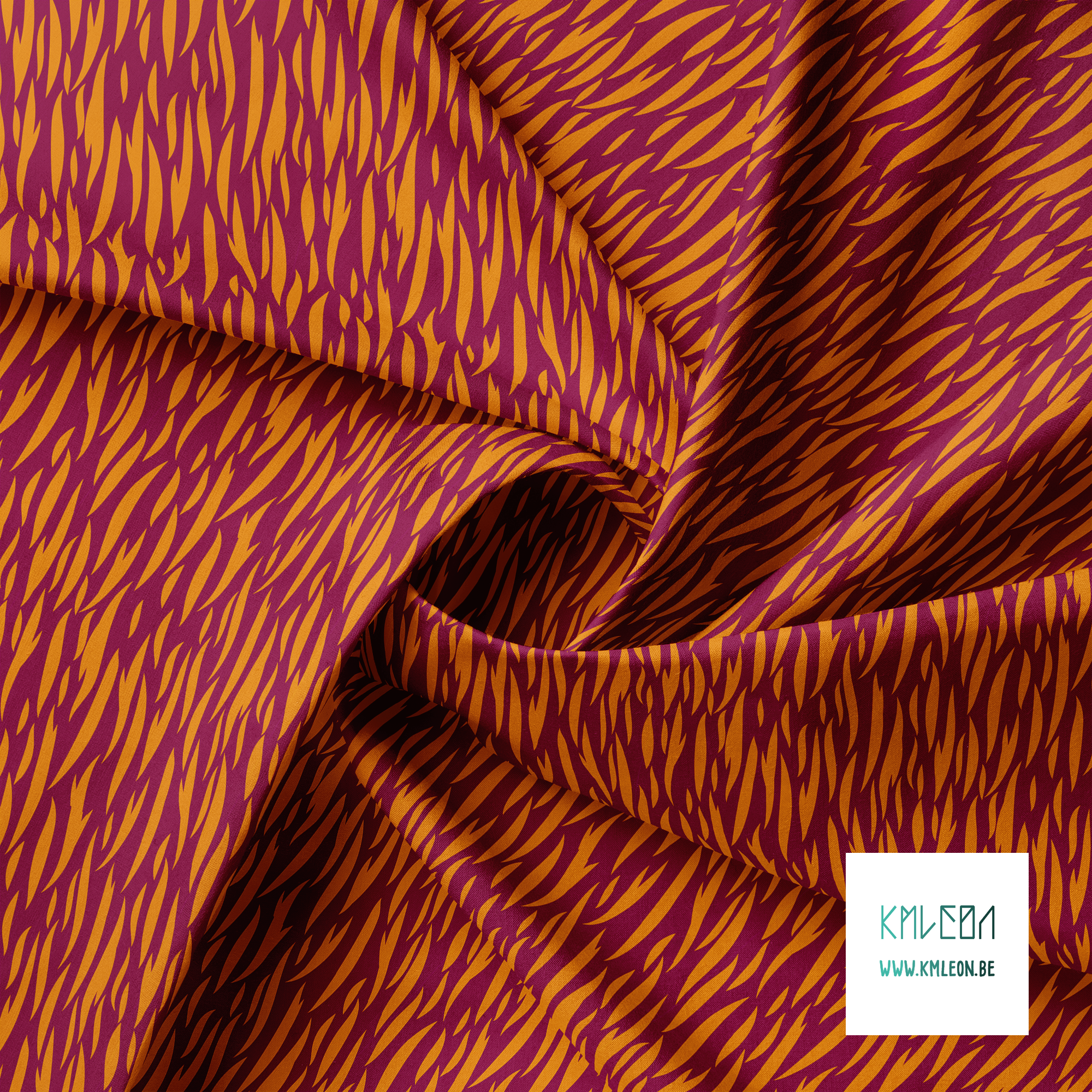 Orange tiger stripes fabric