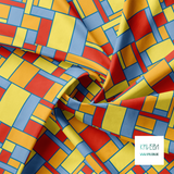 Red, orange, yellow and blue rectangles fabric