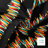 Yellow, white, red and teal brush strokes fabric