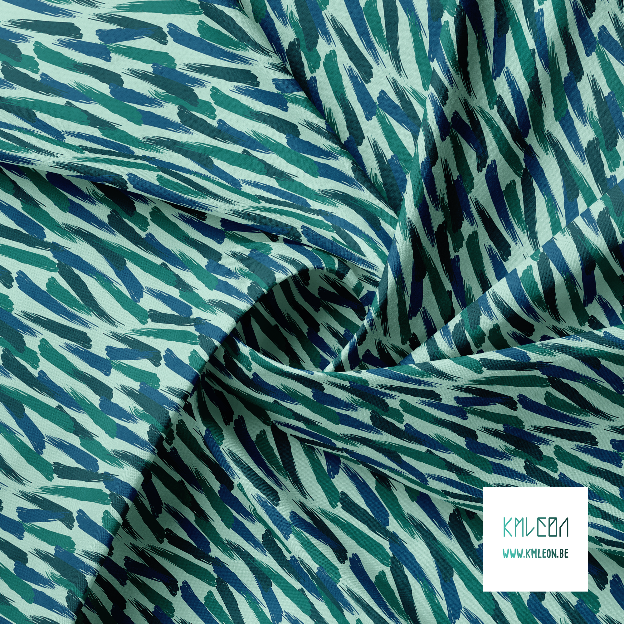 Blue and green brush strokes fabric