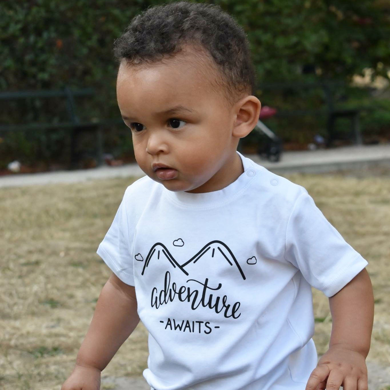 'Adventure awaits' baby shortsleeve shirt