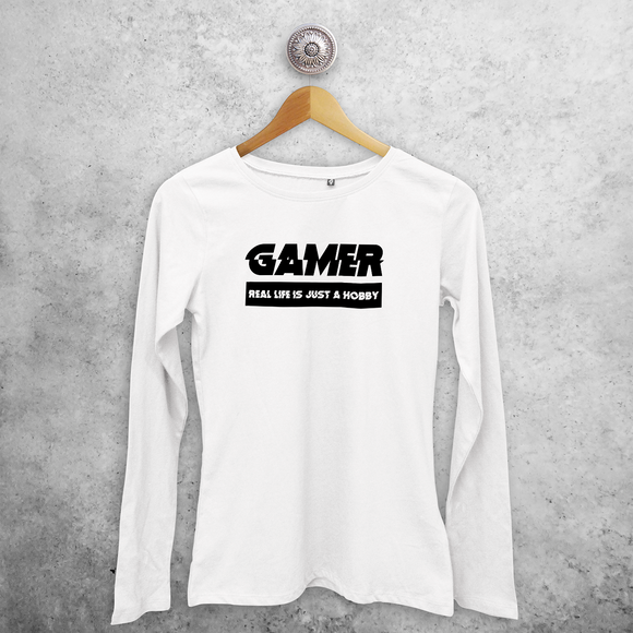 ‘Gamer – Real life is just a hobby’ adult longsleeve shirt