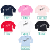 Colour options for baby or toddler shirts with long sleeves by KMLeon.