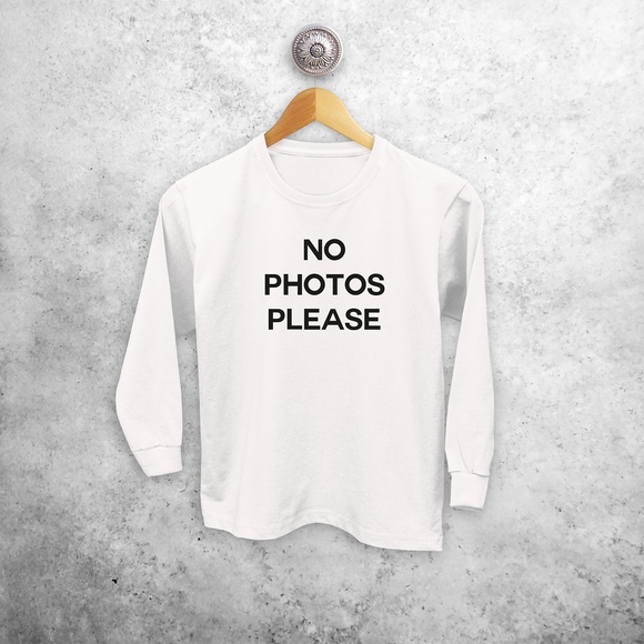 'No photos please' longsleeve kids shirt