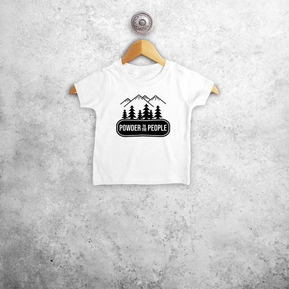 Baby or toddler shirt with short sleeves, with ‘Powder to the people’ print by KMLeon.
