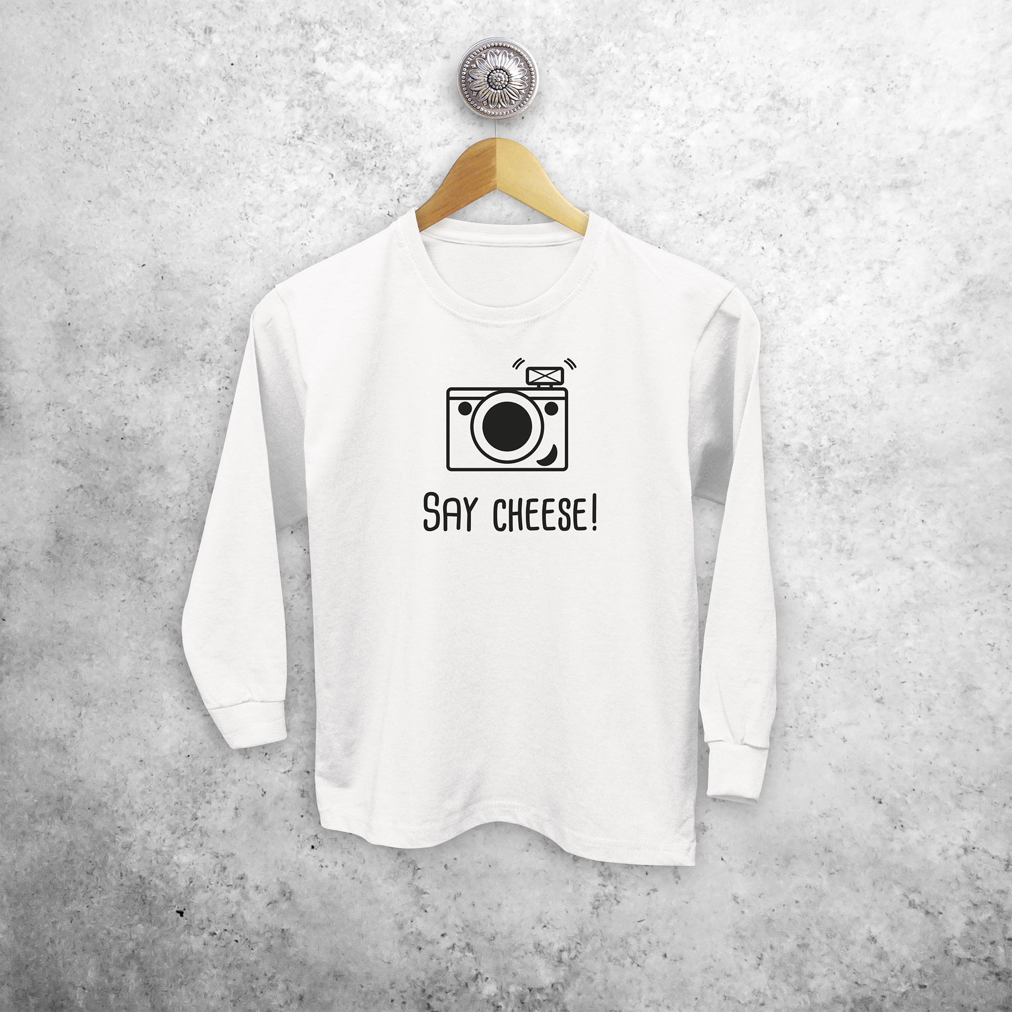 'Say cheese' kids longsleeve shirt