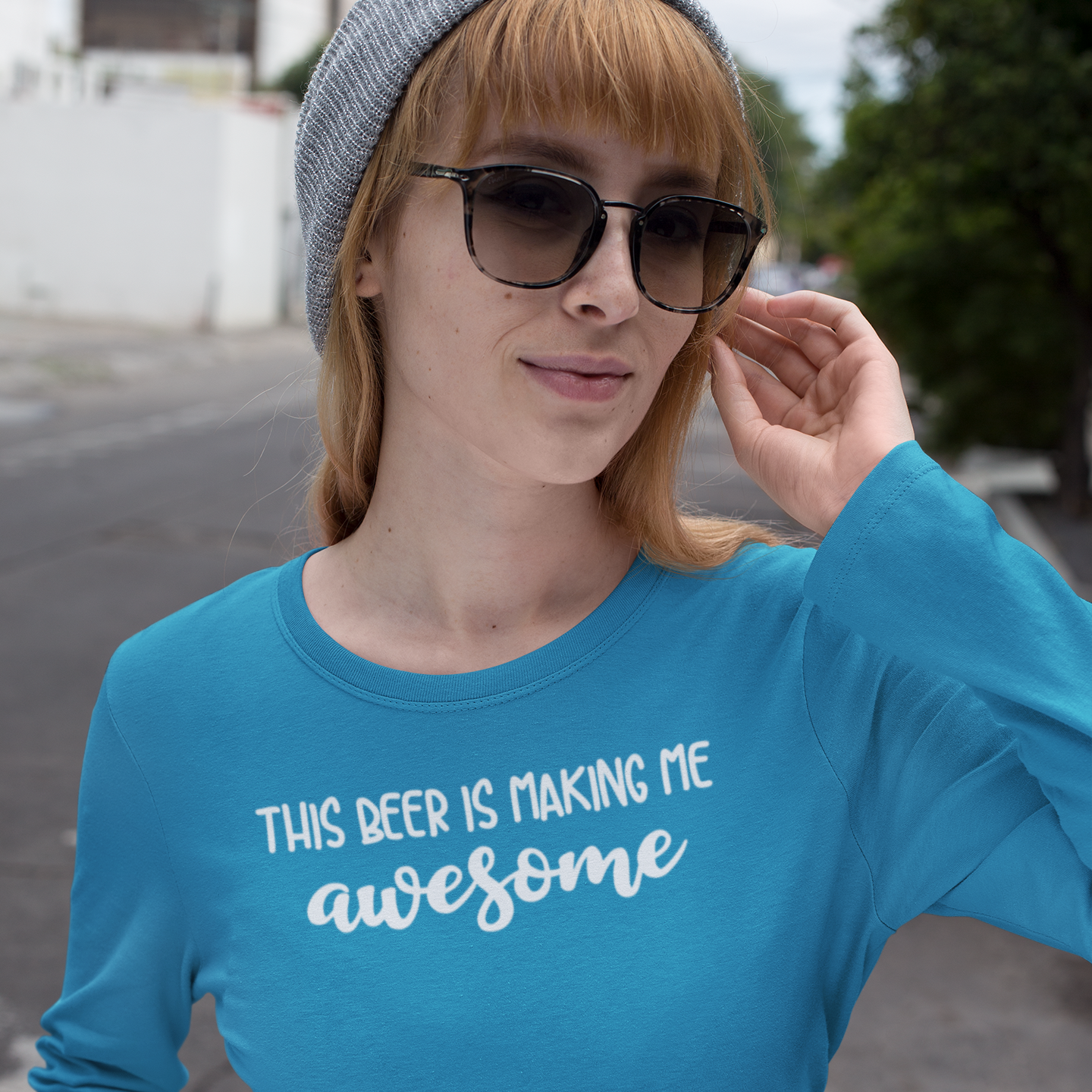 'This beer is making me awesome' adult longsleeve shirt