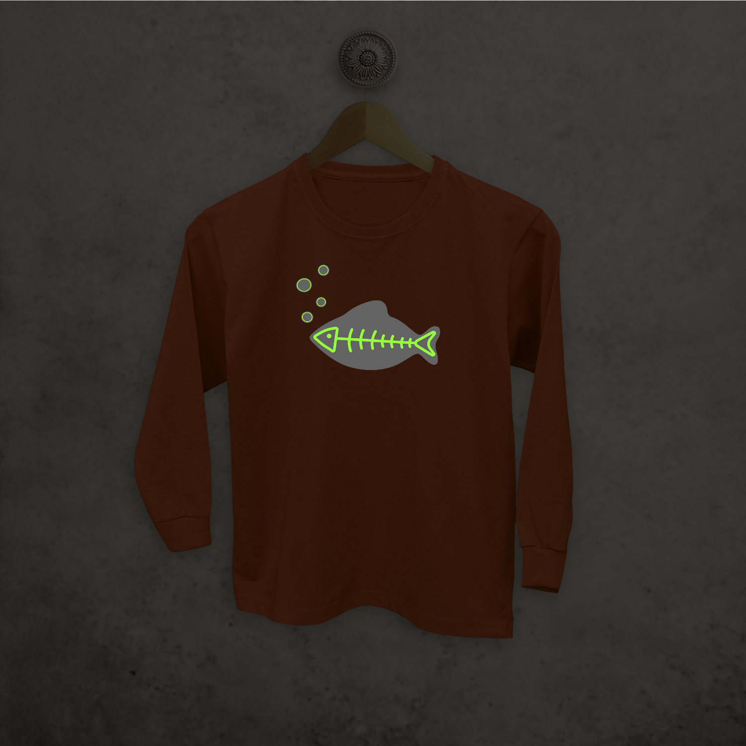 Fish glow in the dark kids longsleeve shirt